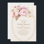 Pink Watercolor Floral Gold Frame 90th Birthday Invitation<br><div class="desc">Elegant pink watercolor floral 90th birthday party invitation with a gold frame. Contact me for assistance with your customisation or to request matching products.</div>