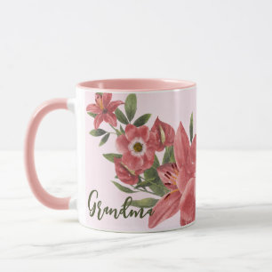 Pink Watercolor Floral Grandma Mug