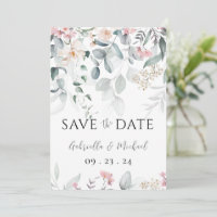 Pink Watercolor Floral Greenery Wedding