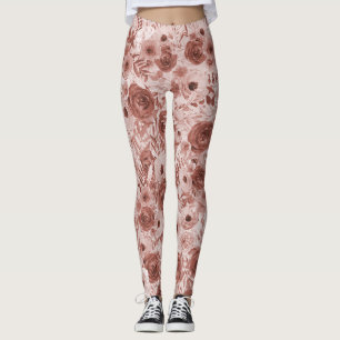 Pink Watercolor Floral Leggings