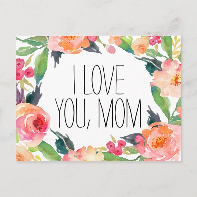 Pink Watercolor Floral Mother's Day Postcard (Front)
