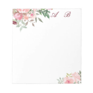 Pink watercolor floral notepad