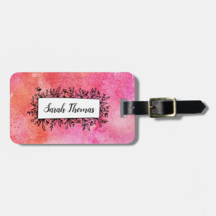 Pink watercolor floral Personalised Luggage Tag