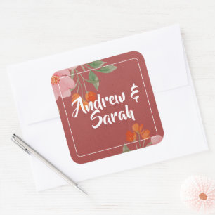 Pink Watercolor Floral Personalised Names Label