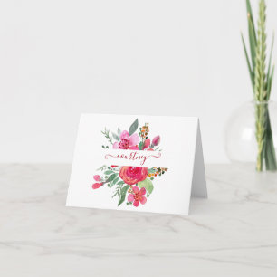 Pink watercolor floral personalised   note card