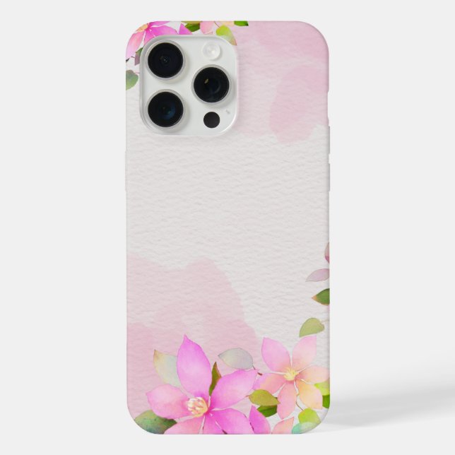 Pink Watercolor Floral Phone Case (Back)