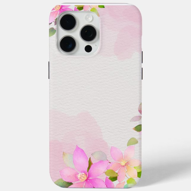 Pink Watercolor Floral Phone Case (Back)