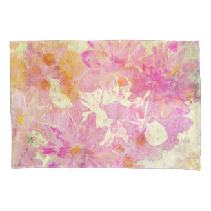 Pink Watercolor Floral Pillowcase
