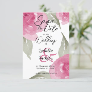 Pink Watercolor Floral   Save The Date