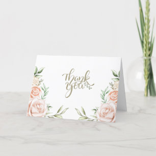 Pink  Watercolor Floral Thank You Card