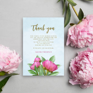 Pink Watercolor Floral Thank You Card