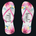 Pink Watercolor Floral Wood Look Rustic Honeymoon Jandals<br><div class="desc">Pink Watercolor Floral Wood Look Rustic Honeymoon Flip Flop.</div>