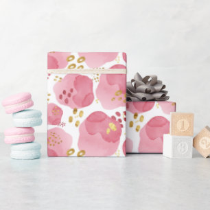 Pink Watercolor Floral Wrapping Paper – Elegant Ab