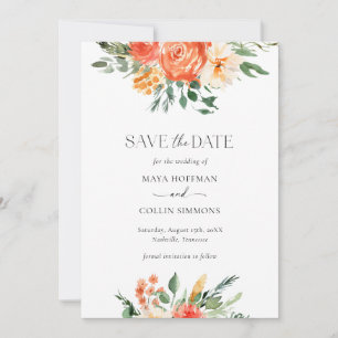 Pink Watercolor Florals Wedding Save the Date