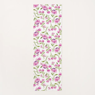 Pink Watercolor Florals Yoga Mat