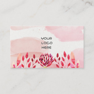 pink watercolor florist Business Card