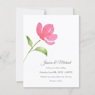 Pink Watercolor Flower 3 Invitation