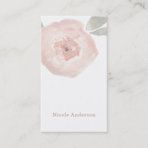 Pink Watercolor Flower Birthday Modern Chic Business Card