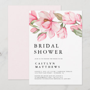 Pink Watercolor Flower Garden Bridal Shower Invitation