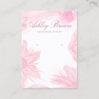 Pink Watercolor Flower Jewellery Earring Display Business Card