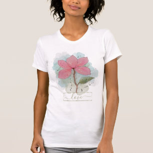 Pink Watercolor Flower Love T-Shirt