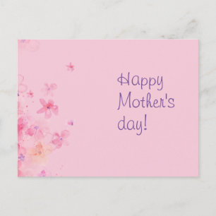 Pink watercolor flower mothers day Postcard