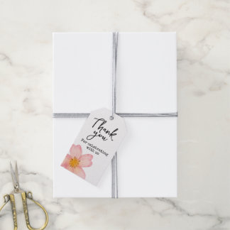Pink Watercolor Flower Thank You For Celebrating Gift Tags