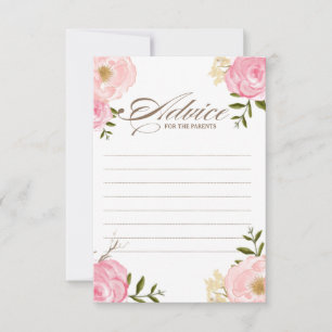 Pink Watercolor Flowers Advice for the Parents Card