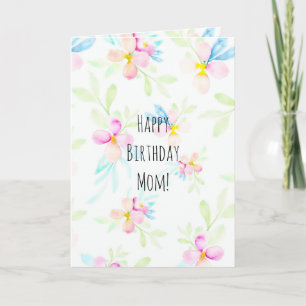 Pink Watercolor Flowers Birthday Thank You Card