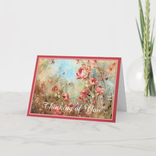 Pink watercolor flowers card (Front)