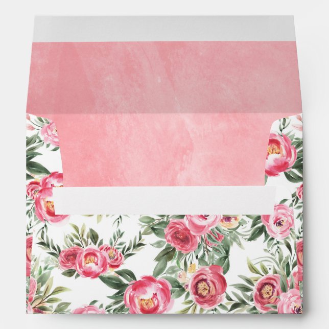 Pink Watercolor Flowers Envelope (Back (Bottom))