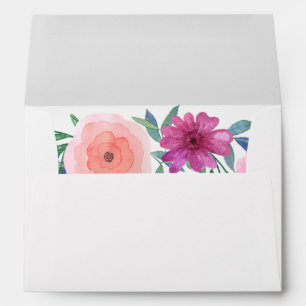 Pink Watercolor Flowers Envelopes