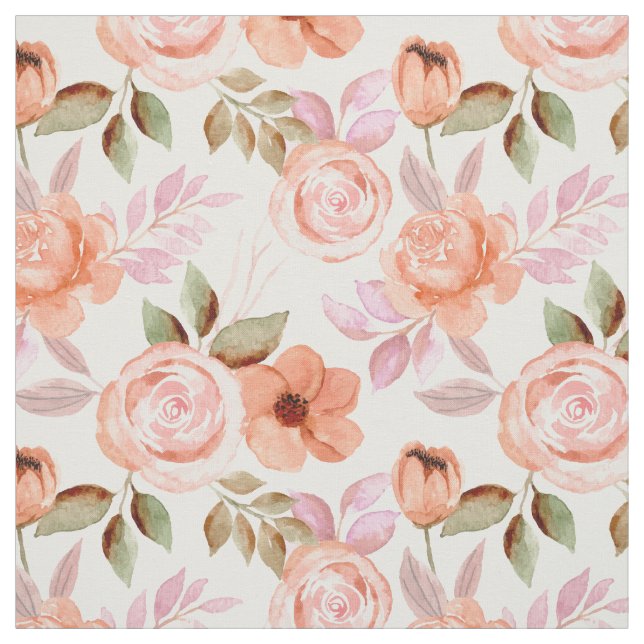 Pink watercolor flowers fabric (Swatch)