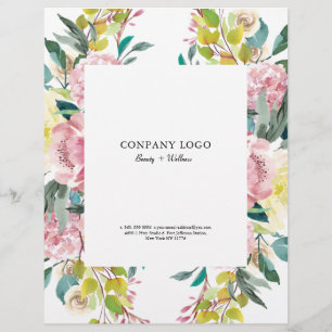 Pink watercolor flowers flyer