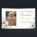 Pink Watercolor Flowers Grandma Birthday Banner<br><div class="desc">Celebrate with this blush pink theme birthday banner. Pop in your favourite photo,  add the grandkid's names,  and that's all there is to it. We'll take it from there!</div>