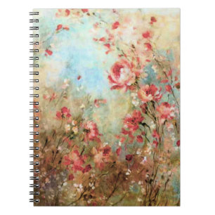 Pink watercolor flowers notebook