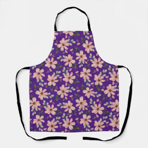 pink watercolor flowers pattern apron
