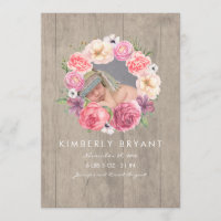 Pink Watercolor Flowers Photo Baby Girl Birth
