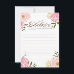 Pink Watercolor Flowers Wedding Advice Card<br><div class="desc">A whimsical "Advice for the bride and groom" card featuring watercolor pink peonies and roses. This will be perfect for spring and "It's a Girl" baby shower. A matching baby shower invitation and accessories are available.</div>