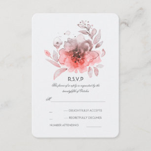 Pink Watercolor Flowers Wedding RSVP Card