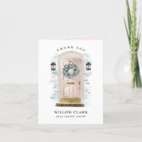 Pink Watercolor Front Door & Wreath Thank You