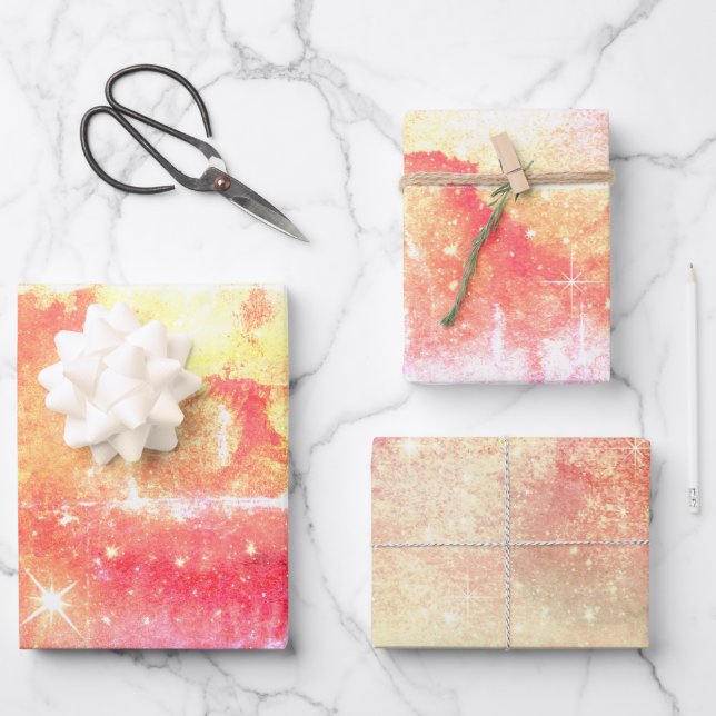 Pink Watercolor Galaxy Wrapping Paper Sheet (Front)