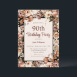 Pink Watercolor Garden Floral 90th Birthday Invitation<br><div class="desc">Pink Watercolor Garden Floral 90th Birthday Invitation 
This elegant 90th birthday party invitation is perfect for your special event! This design features beautiful pink watercolor flowers. The custom typography is trendy and elegant!</div>