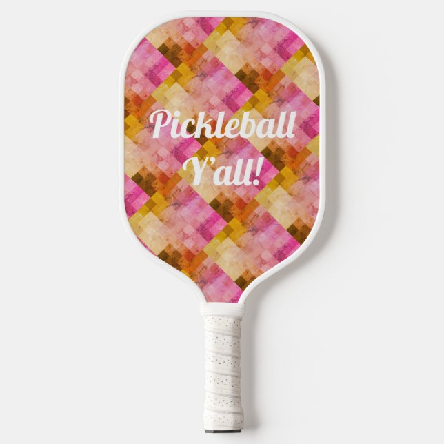 Pink Watercolor Geometric Pattern Pickleball Paddle (Front)