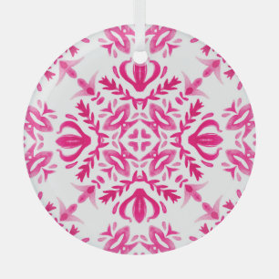 Pink watercolor: geometric tile design. glass tree decoration