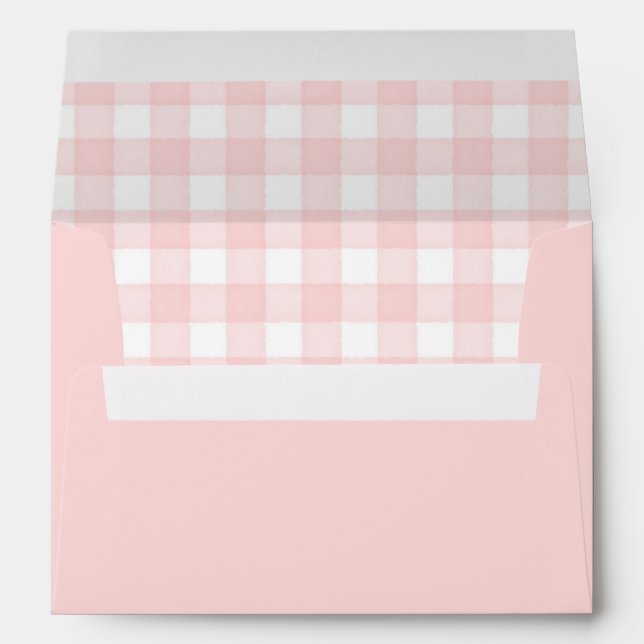 Pink Watercolor Gingham Envelope (Back (Bottom))