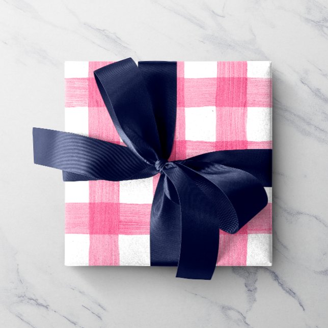 Pink Watercolor Gingham Wrapping Paper (Creator Uploaded)