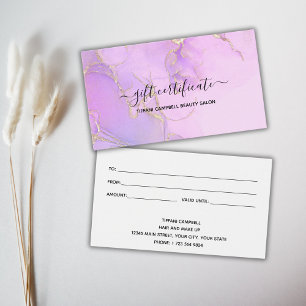 Pink Watercolor Glitter Gift Certificate