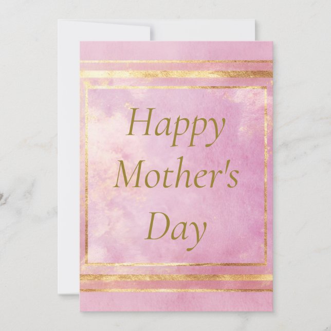 Pink Watercolor & Gold Foil Mother's Day Card (Front)