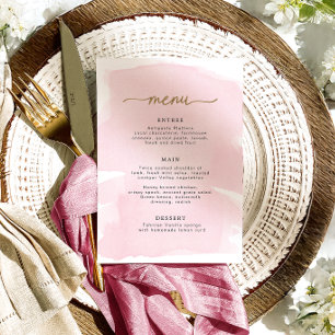 Pink Watercolor Gold Menu